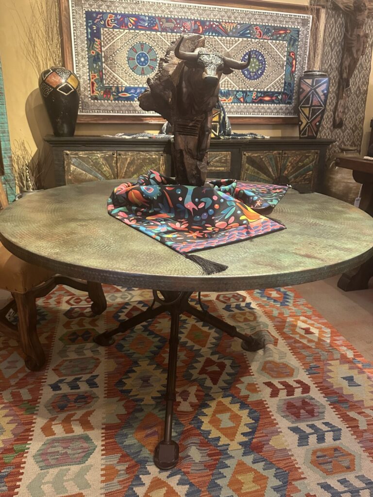 Round Acid Wash Copper Table Iron Base