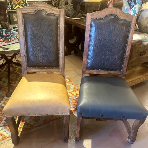 San Miguel Tooled Leather Chairs Tan or Chocolate