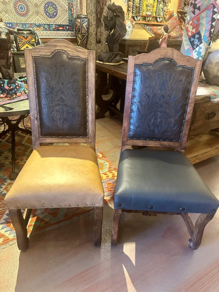 San Miguel Tooled Leather Chairs Tan or Chocolate