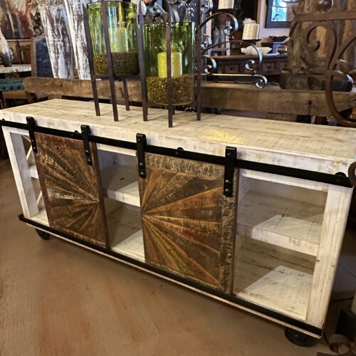 Whitewash Barn Doors TV Console