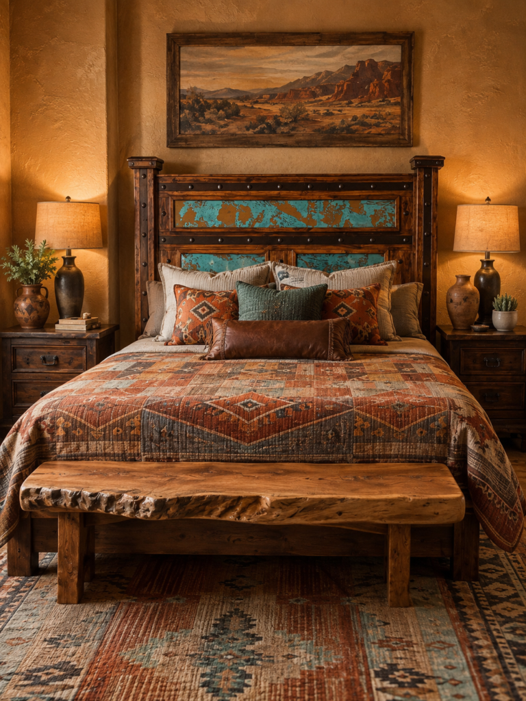 Hacienda Plateform Bed in Turquoise Acid Wash Copper