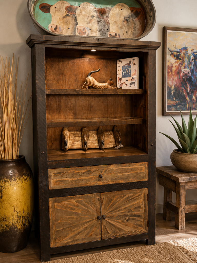 Black Wash Starbust Bookcase