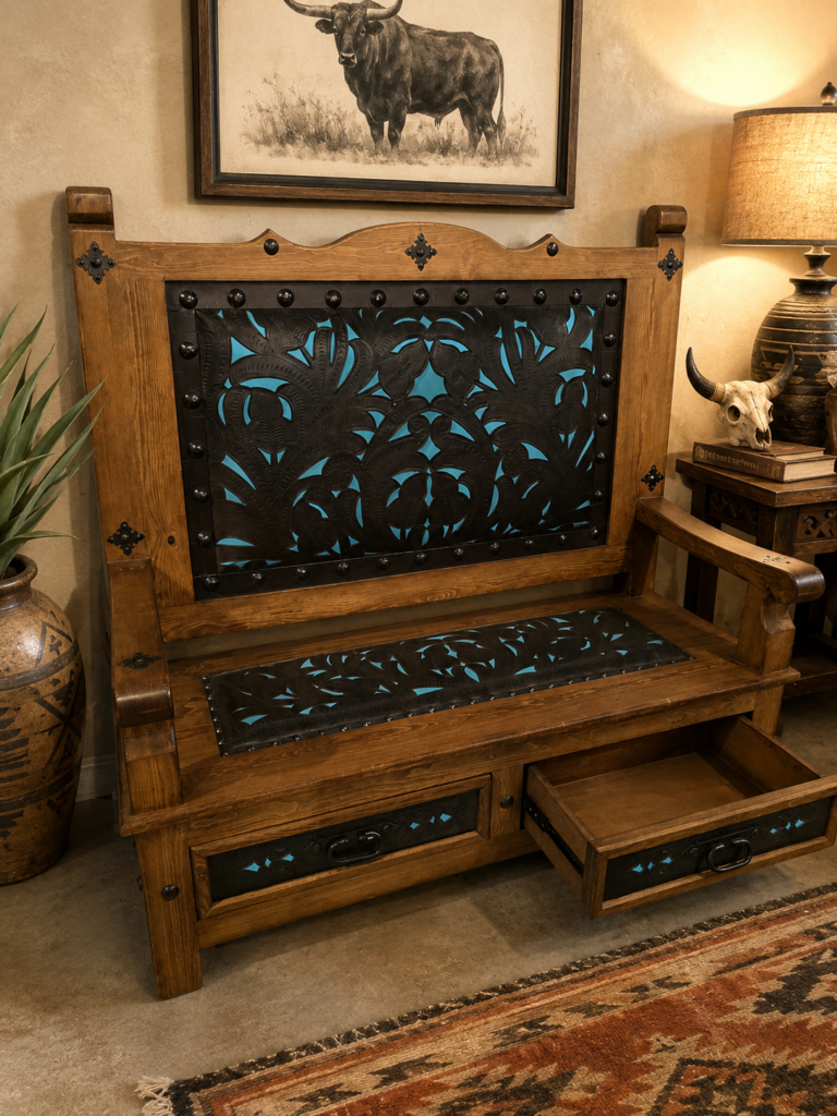 Charro Bench in Turquoise