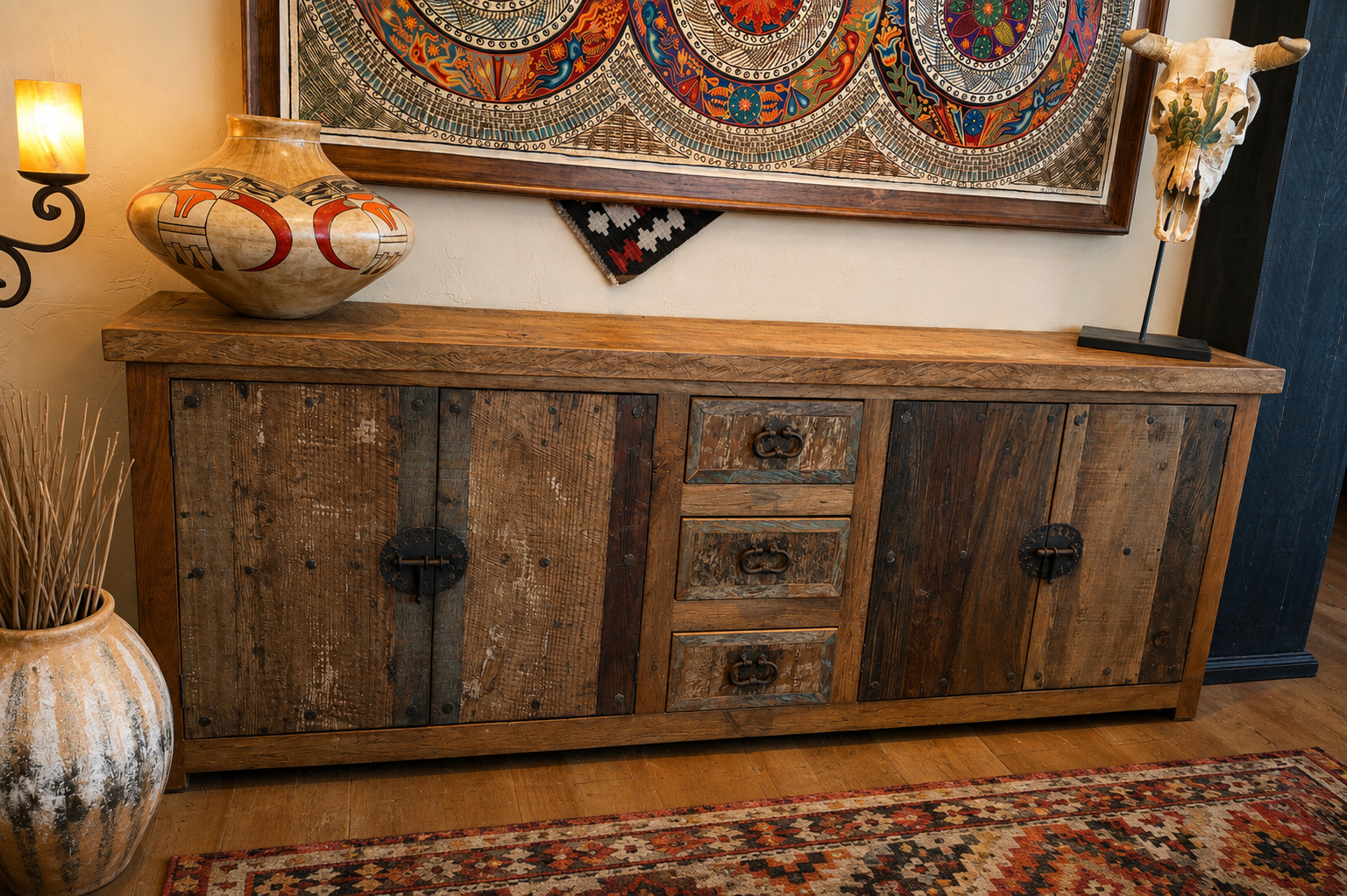 Distressed Wood Chameleon Buffet