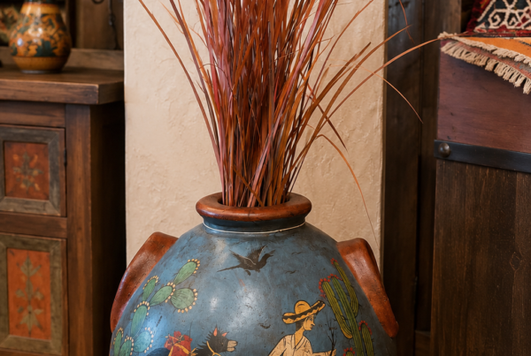Folk-Art Hand-Painted Round Vase