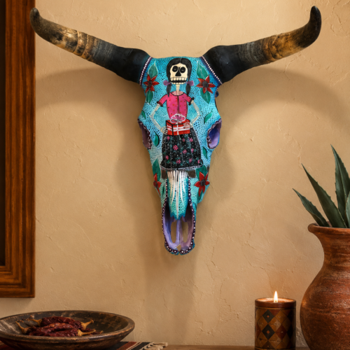 Folk-Art Hand Painted Skull