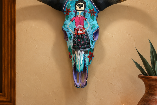 Folk Art Hand Painted Skull