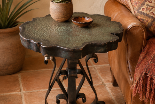 Free-Form Patina Copper End Table