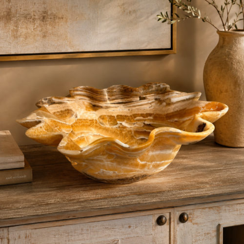 Golden Onyx Ruffle Bowl