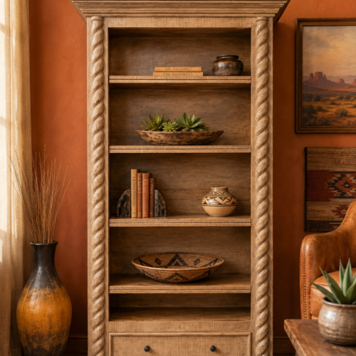 Gray Wash Bookcase w/Touch Light