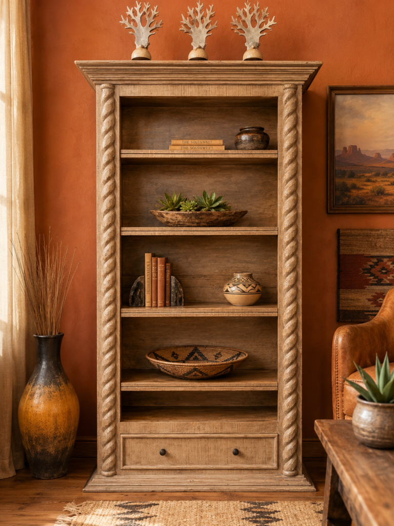 Gray Wash Bookcase w/Touch Light