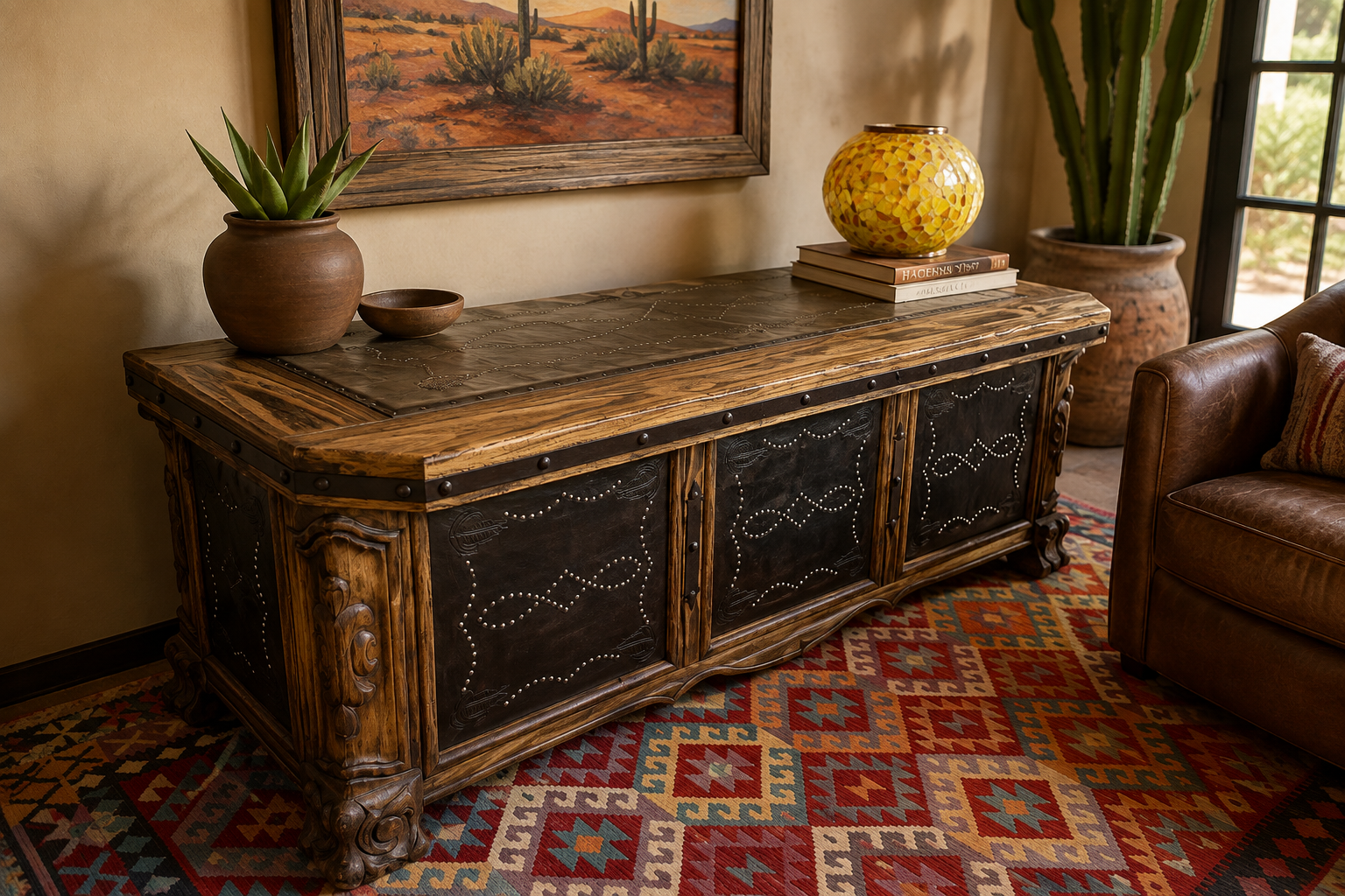 Hacienda Tooled Leather Desk
