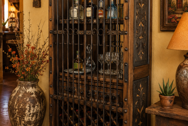 Hacienda Tooled Leather Wine Cabinet