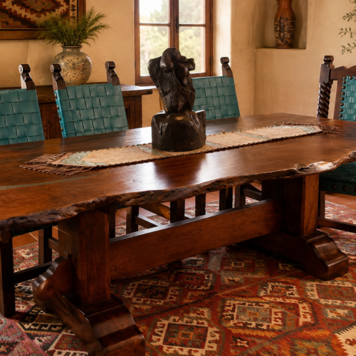 Mesquite Table w/ Turquoise Inlay