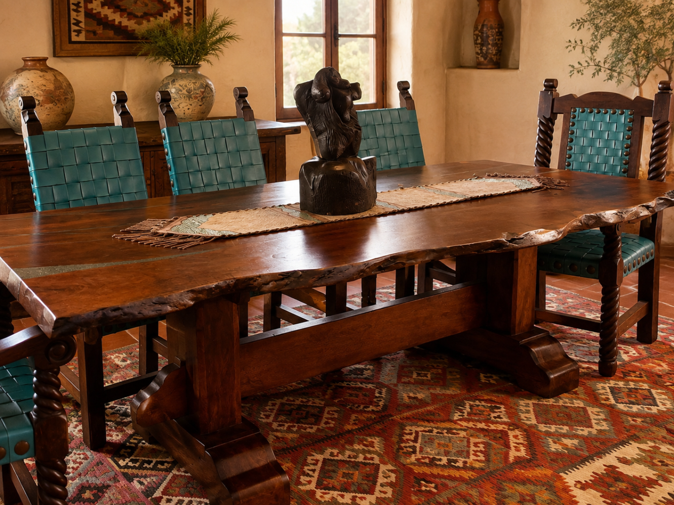 Mesquite Table w/ Turquoise Inlay