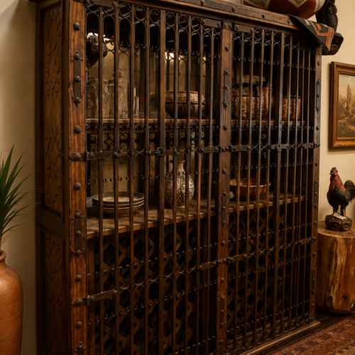 Hacienda Ornate Copper Wine Cabinet