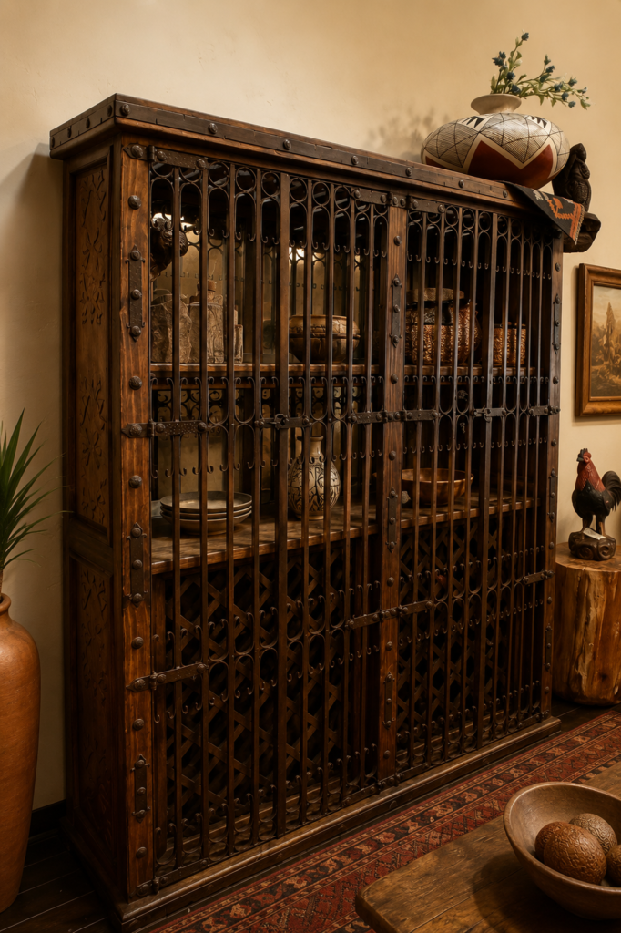 Hacienda Ornate Copper Wine Cabinet