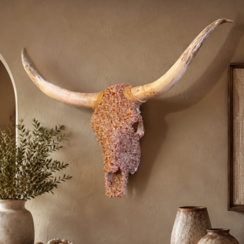 Pink Mosaic Longhorn Skull