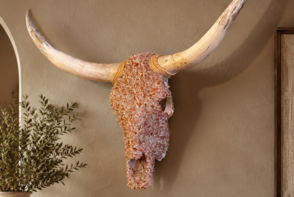 Pink Mosaic Longhorn Skull