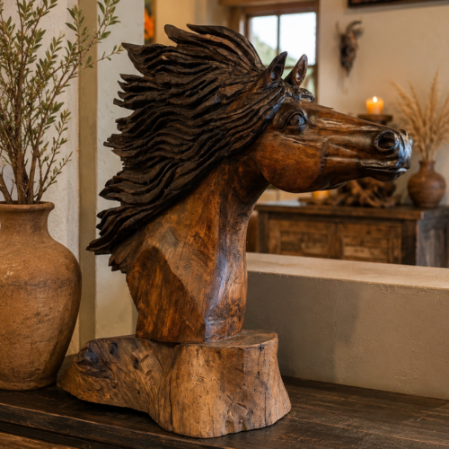 Rustic Carved Horsehead