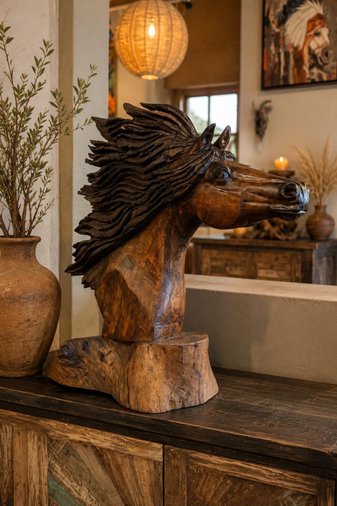Rustic Carved Horsehead