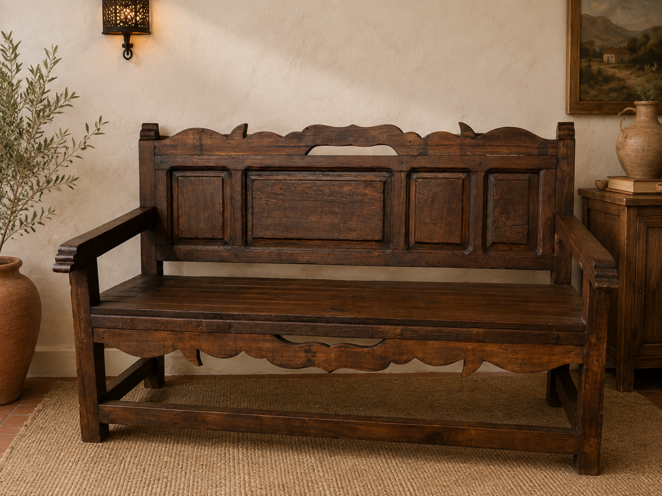 Rustic Mediterranean Bench