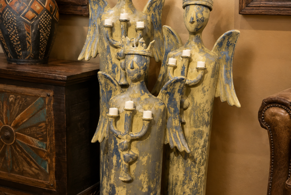 Rustic Trio of Angel Candleholders