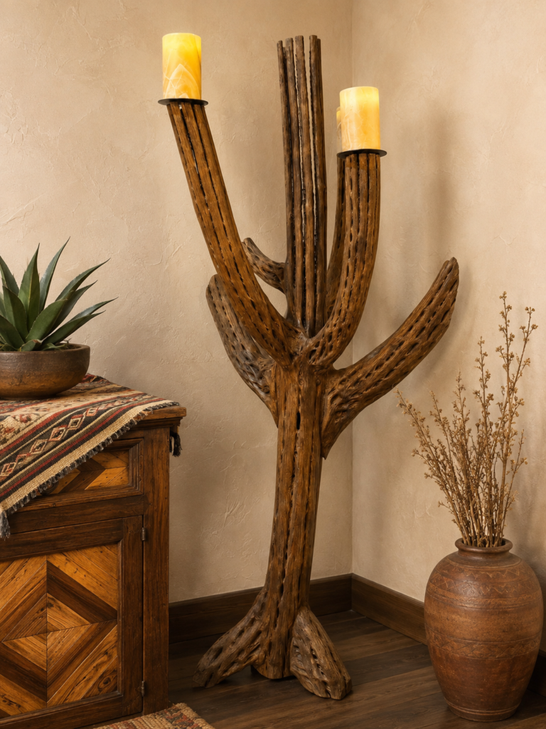 Saguaro Cactus Floor Lamp with Onyx Shades