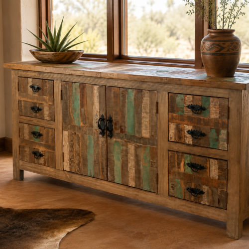 Teal-Accented Chameleon Sideboard