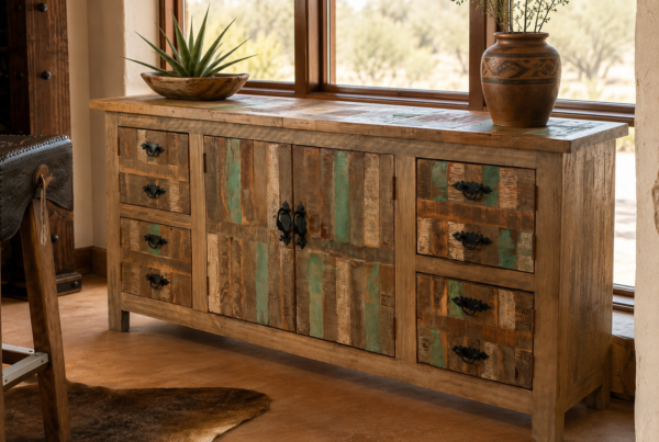 Teal-Accented Chameleon Sideboard