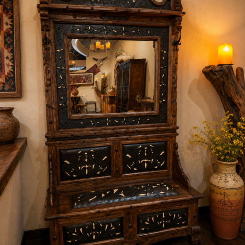 Tooled Leather Hall Tree