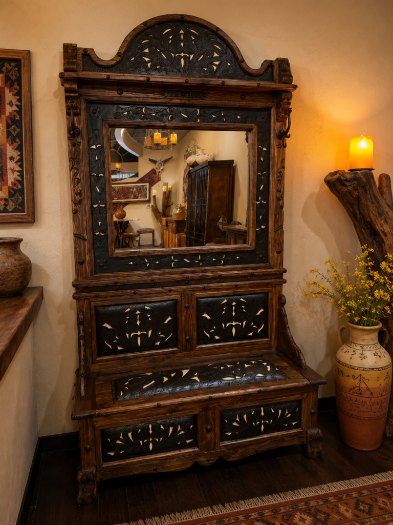 Tooled Leather Hall Tree