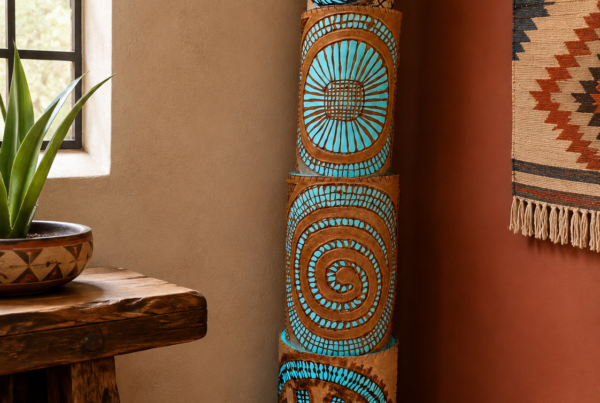Turquoise Totem Column Floor Lamp