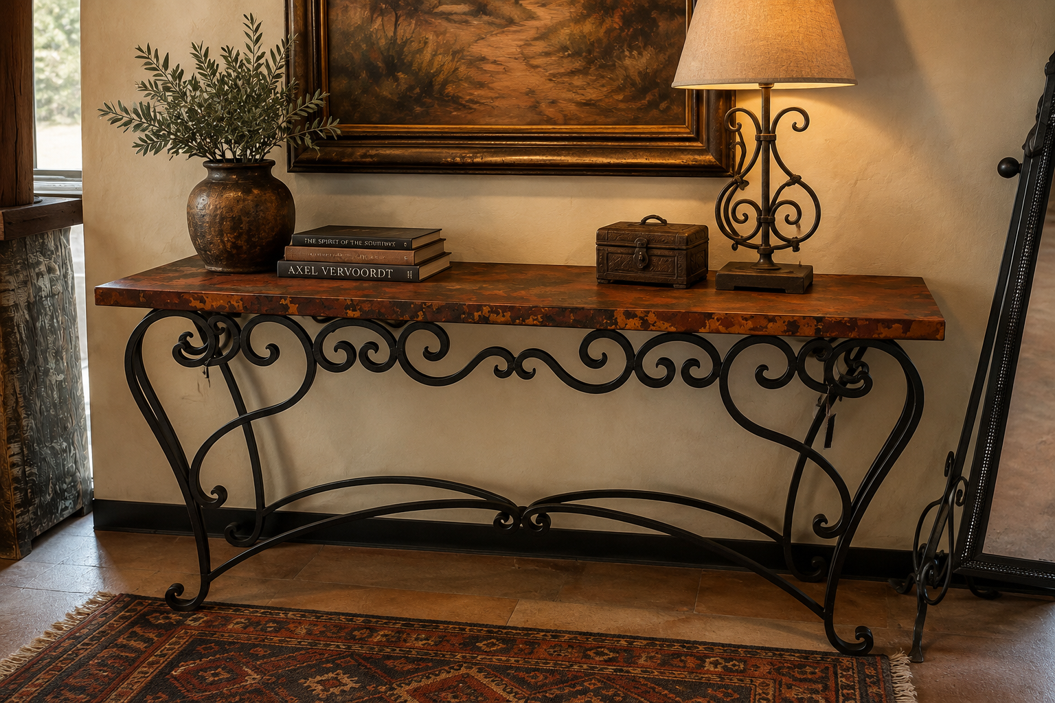 Tuscan Scroll Copper Console