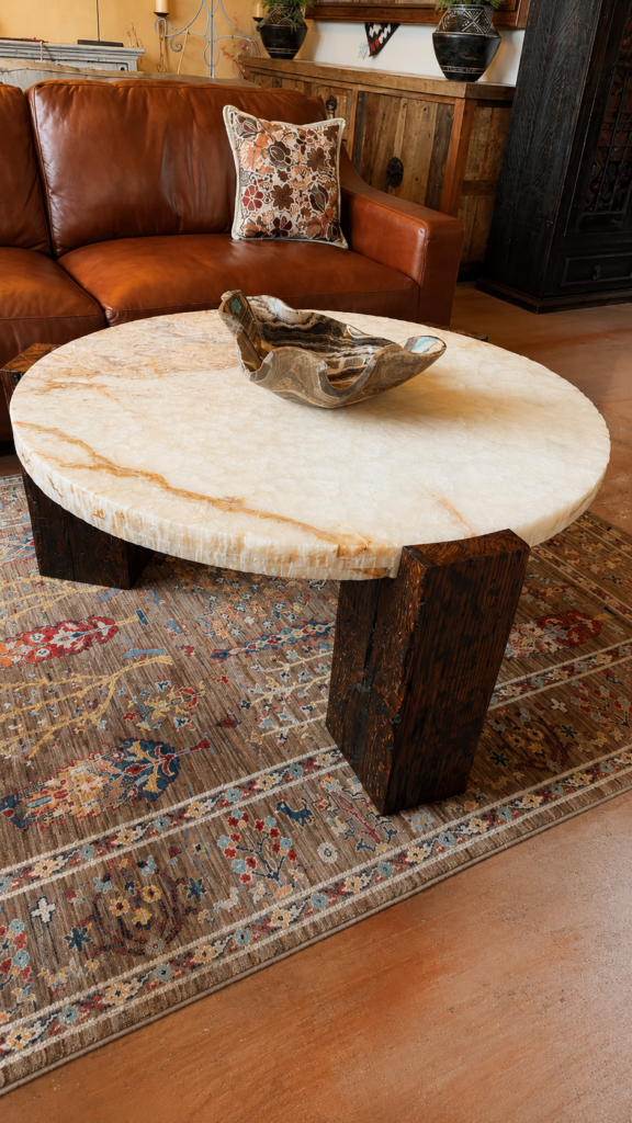 White Onyx & Old Rail Road Beam Coffee Table