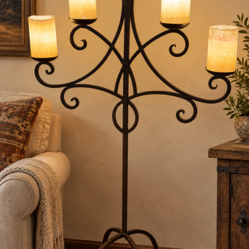 5-Light Onyx Shade Candelabra Floor Lamp