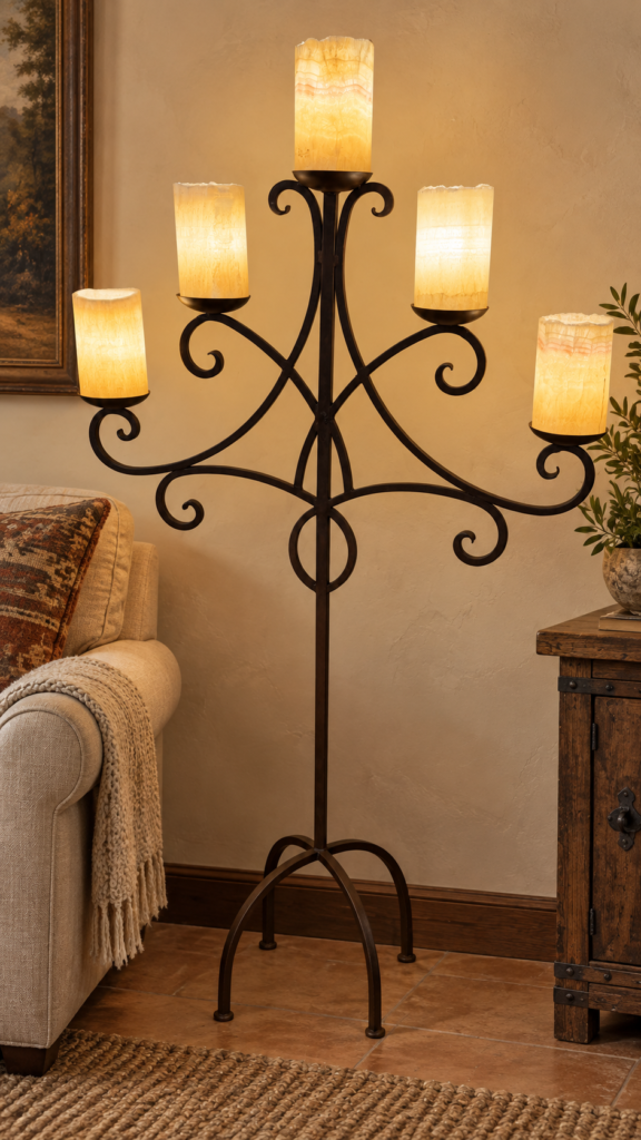 5-Light Onyx Shade Candelabra Floor Lamp