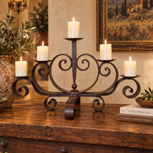 6-Candle Wrought Iron Candle Holder
