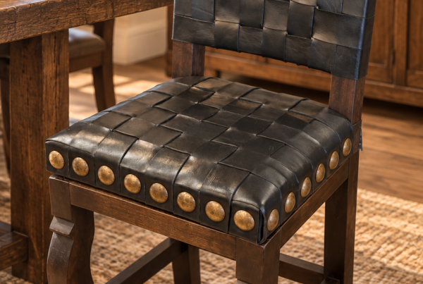 Argentina Woven Leather Swivel Barstool in Black