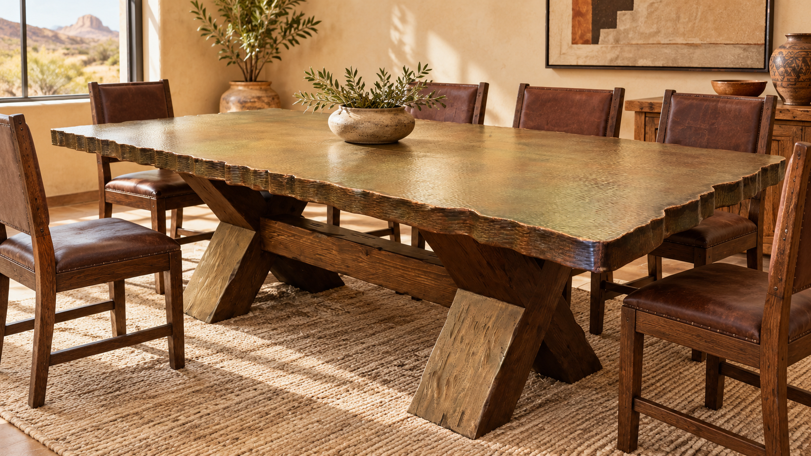 Live-Edge Patina Copper Table