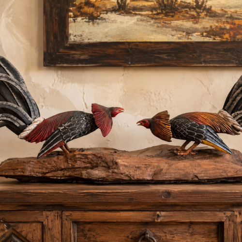Carved Rooster Duel