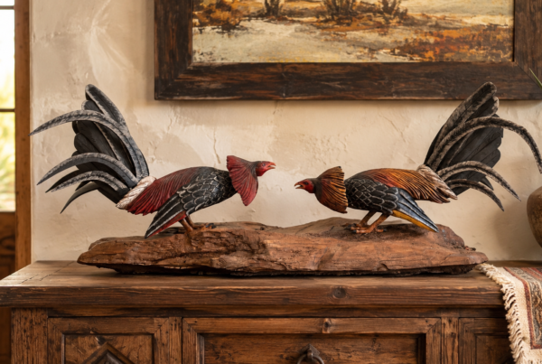 Carved Rooster Duel