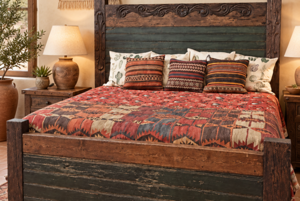 Carved Rustic Bed