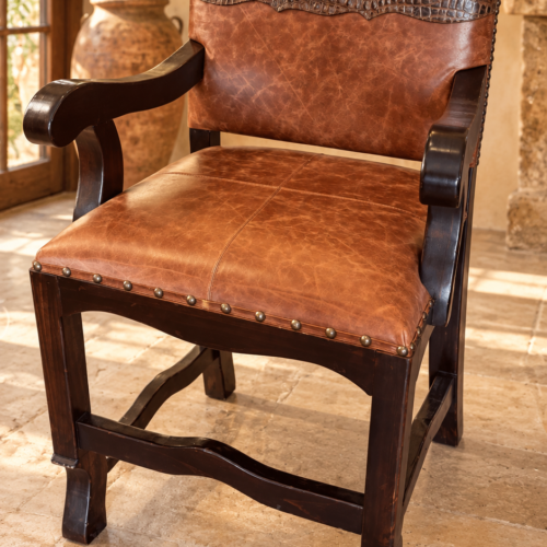 Croc Embossed Leather Barstool