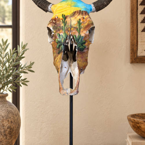 Desert Sunset Longhorn Skull