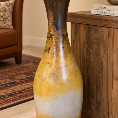 Golden Dune Long-Neck Floor Vase