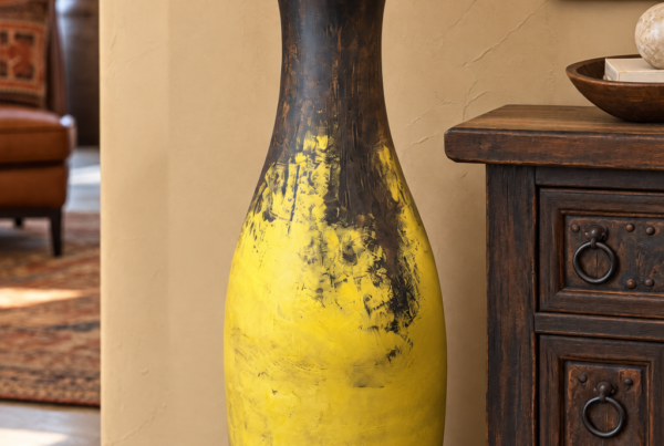 Golden Ember Long-Neck Floor Vase
