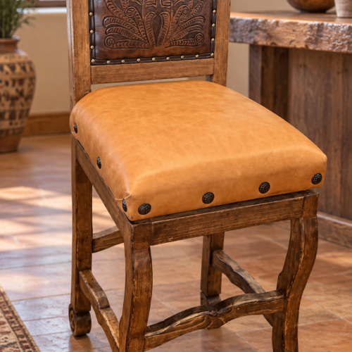 Hacienda Tooled Leather Swivel Barstool