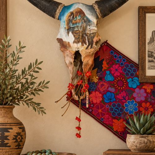 Hand-Painted Buffalo Skull