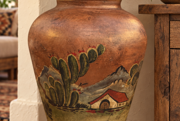 Hand-Painted Mexican Hacienda Floor Vase